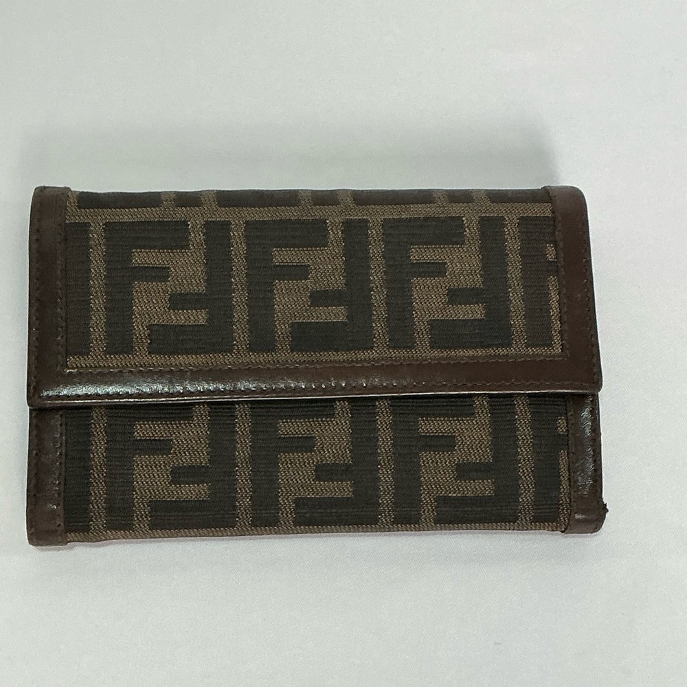 Authentic Vintage Fendi Zucca Print FF Trifold Compact Wallet - Picture 2 of 15